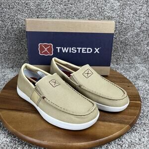 Twisted X Men's Slip-On Khaki Size 8 M Casual Leather Textile Shoes NEW